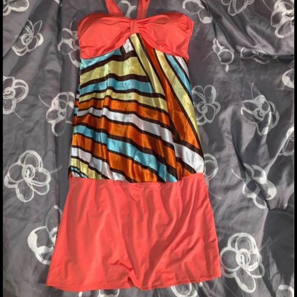 NEW Orange Flowy Summer Dress, womens dresses, juju&b brand, with original tags